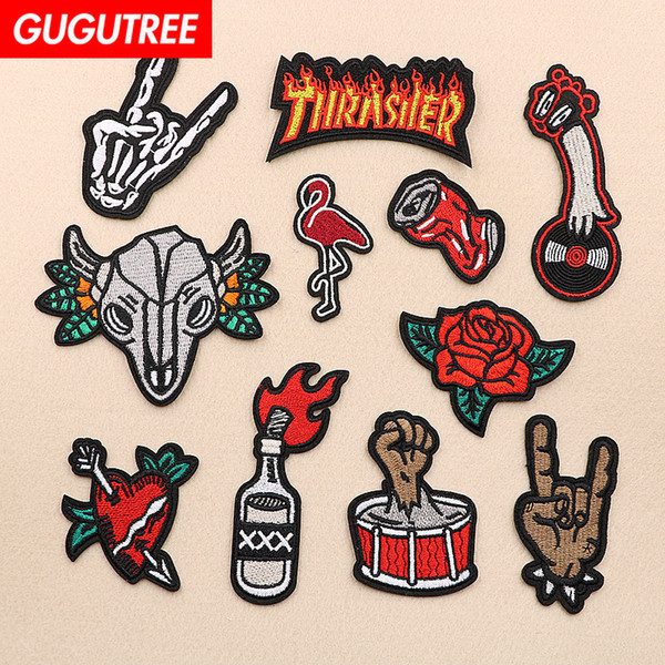 GUGUTREE embroidery patches individuality patches badge patch Applique Patch for Coat,T-Shirt,hat,bags,Sweater,backpack SP-191