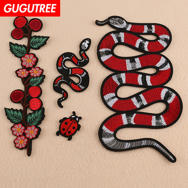 GUGUTREE embroidery big patches snake patches badges applique patches for clothing BP-624