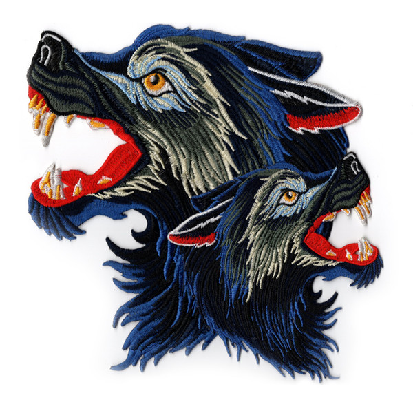 GUGUTREE embroidery big wolf patches wild nature patches badges applique patches for clothing