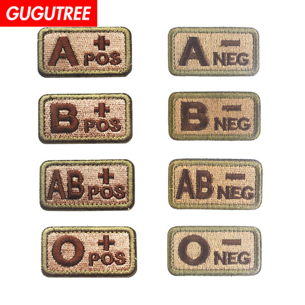 GUGUTREE HOOk&LOOP embroidery blood type patches military patches badges applique patches for clothing SP-542