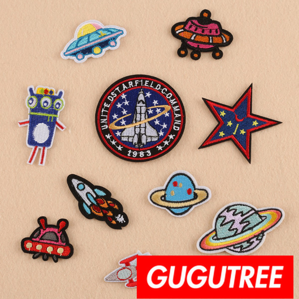 GUGUTREE iron on embroidery ufo patches badge patch Applique Patch for Coat,T-Shirt,hat,bags,Sweater,backpack SP-364