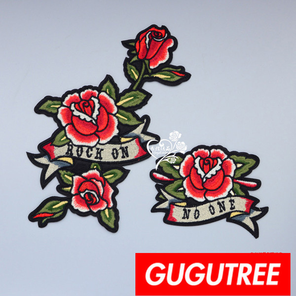 GUGUTREE embroidery big patches flower patches badges applique patches for clothing BP-801