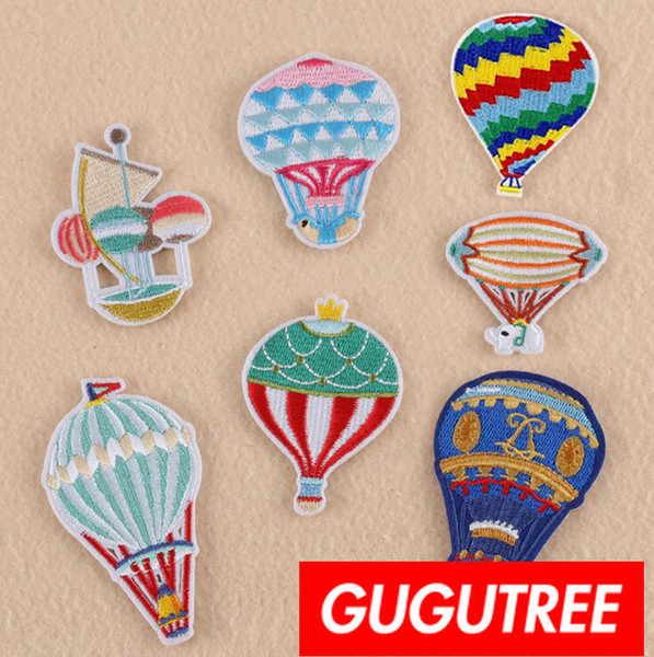 GUGUTREE iron on embroidery hot air balloon patches badge patch Applique Patch for Coat,T-Shirt,hat,bags,Sweater,backpack SP-366