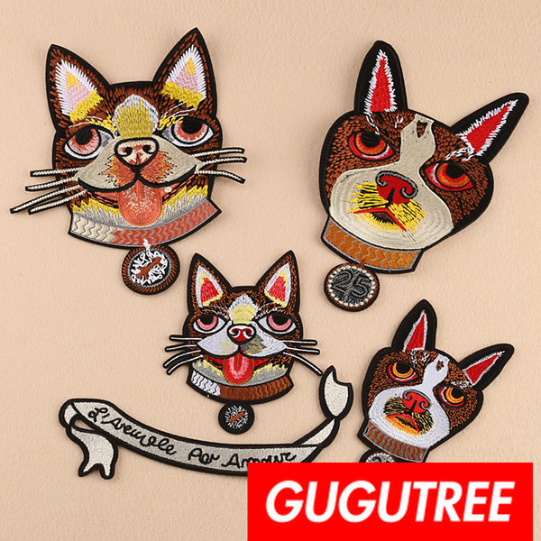 GUGUTREE embroidery big patches dogs patches badges applique patches for clothing BP-615