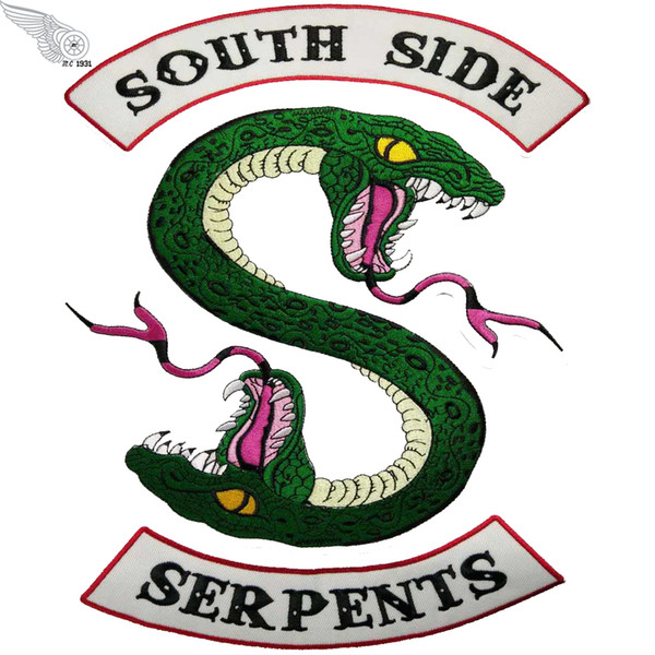 Cool South Side Green Snake Patch Embroidery Iron on Biker Motorcycle Patches Free Shipping DIY Apparel Accessories