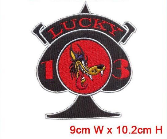 nice lucky badge iron on hot cut border use in cloth hat or bag can be custom patch