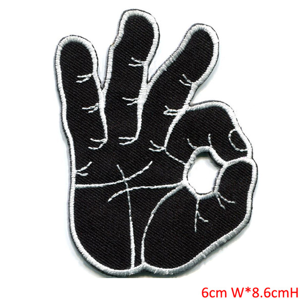 OK okay hand sign signal logo retro applique iron-on finger patch apparel sewing and fabric repair clothes patch