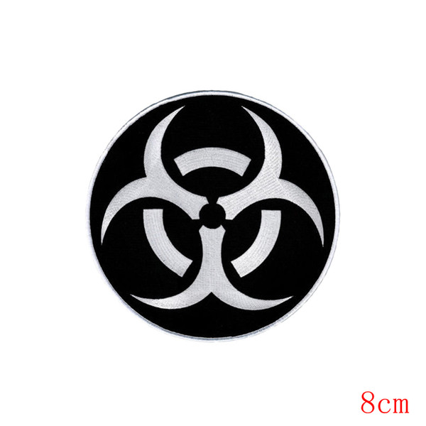 BIOHAZARD RADIATION SYMBOL EMBROIDERED IRON-ON BLACK patch WARNING SIGN on labour suit and biker Badge Patches