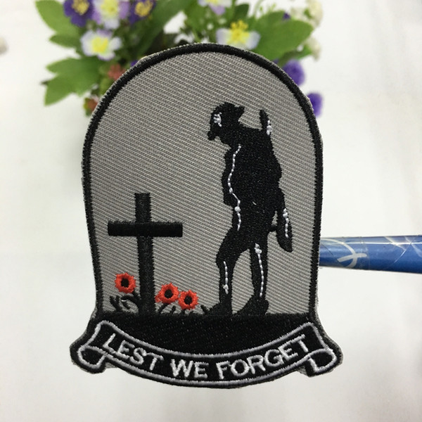 cross souvenir Lest We Forget Embroidered Sew On/Iron On patch for Jacket Jeans Clothing Badge Fabric Sewing