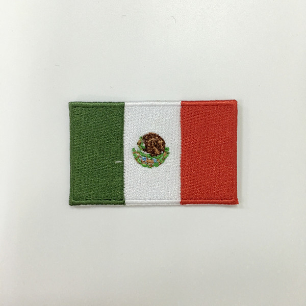 Professional computer embroidery patch Mexico national flag 2.5