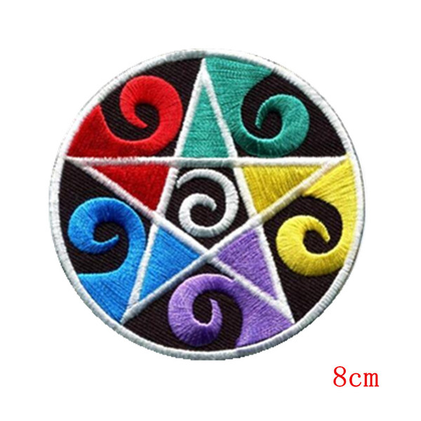 Wiccan pentagram pentacle earth mother goddess applique embroidered iron on patch for Jacket Jeans Clothing Badge