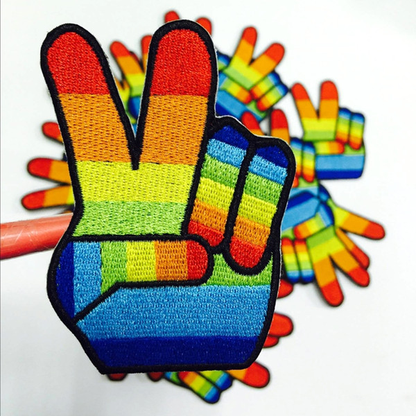 OK Sign Hippy Hippie Rainbow Fancy Dress Peace Applique Iron On Patches Badges The store promotion products patch