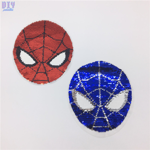 20PCS Spiderman Reverse Sequins Sew On Patches for clothes kids Clothing Reversible Change Color Patch Applique