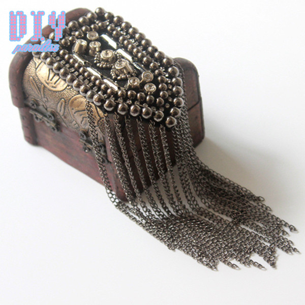 10PCS Alloy Handmade Fashion Tassel Chain Shoulder Board Badges Fabric Metal Epaulette Military Pin on Brooch Medal