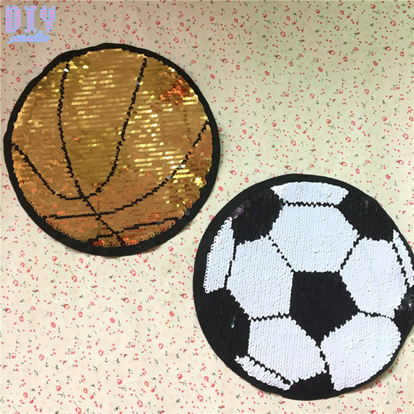 10PCS NEW Basketball Soccer Reverse Sequins Sew On Patches for clothes kids Clothing Reversible Change Color Patch Applique