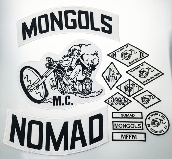 Top Quality MONGOLS NOMAD MC Biker Vest Embroidered Patch 1% MFFM IN Memory Iron On Full Back of Jacket Motorcyle Patch Free Shipping