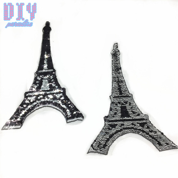 50PCS NEW Tower Reverse Sequins Sew On Patches for clothes kids Clothing Reversible Change Color Patch Applique