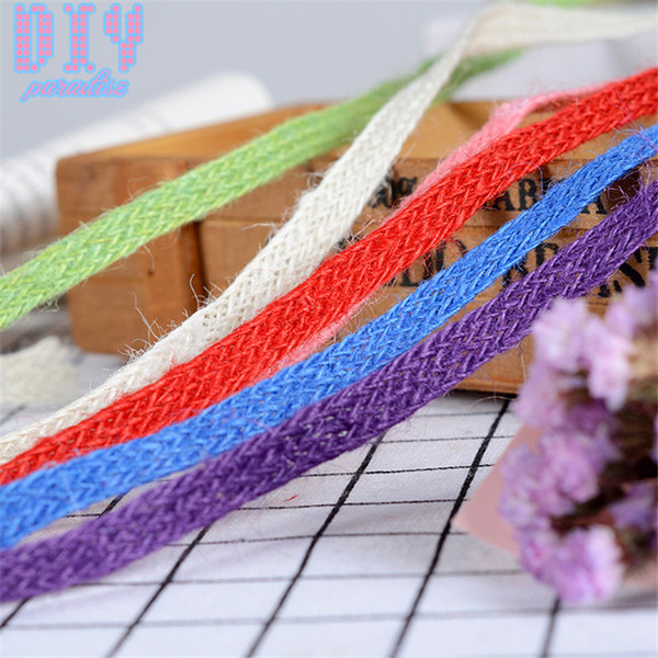 60M colorful Natural Burlap Hessian Jute Twine Cord Hemp Rope Trim Rustic Wrap Gift Packing String Wedding Party Decoratio