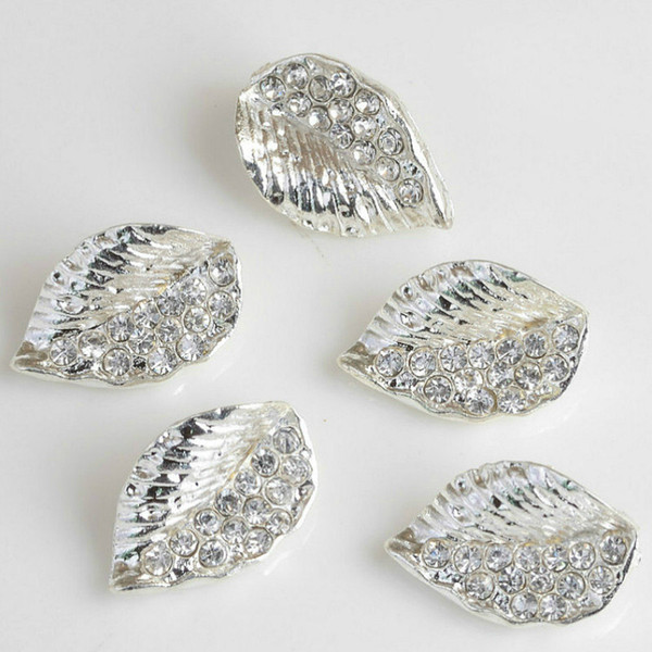 Meetee resin decoration button silver Alloy rhinestone shirt dress white drilling leaf DIY accessorize clothing sewing accessories