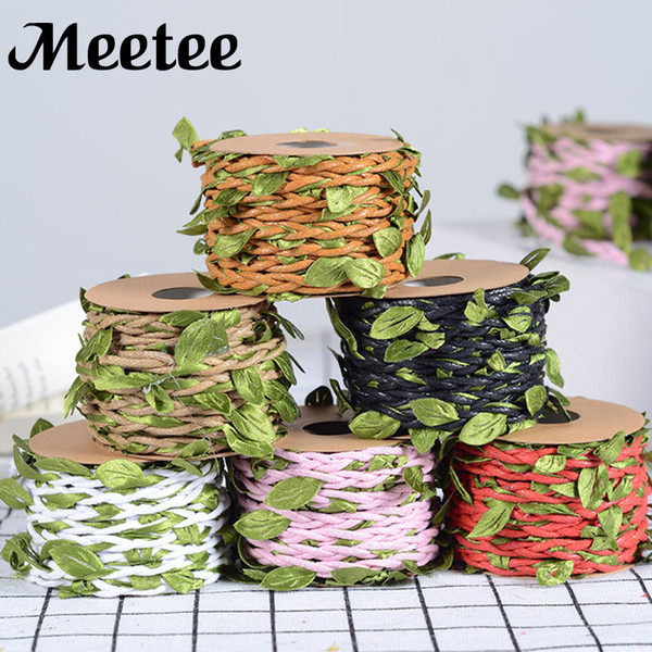 Meetee cane webbing Jute Yarn Flower Leaf Lace Ribbon Wedding Gift Flower Bouquet Packaging Ribbons 10m /roll DIY Crafts Accessories KY2073