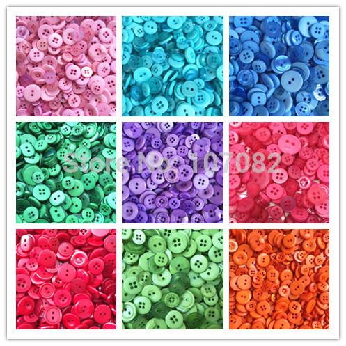 1000pcs Assorted Mixed Resin Buttons Arts Crafts Card Making Scrapbooking Sewing 9mm-20mm Bright/Chritsmas/Pastel/Primary Mix