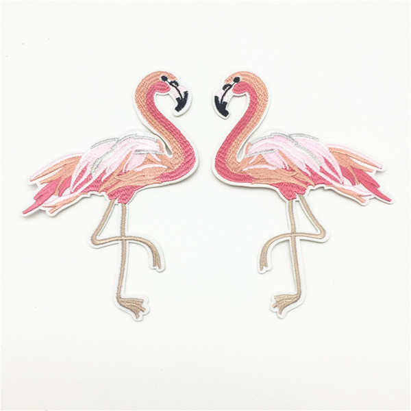 4Pairs(8pcs)9.8x15cm Flamingo Patches Birds Embroidered Iron on Badge Clothing Applique Sewing DIY Accessory Embellishments