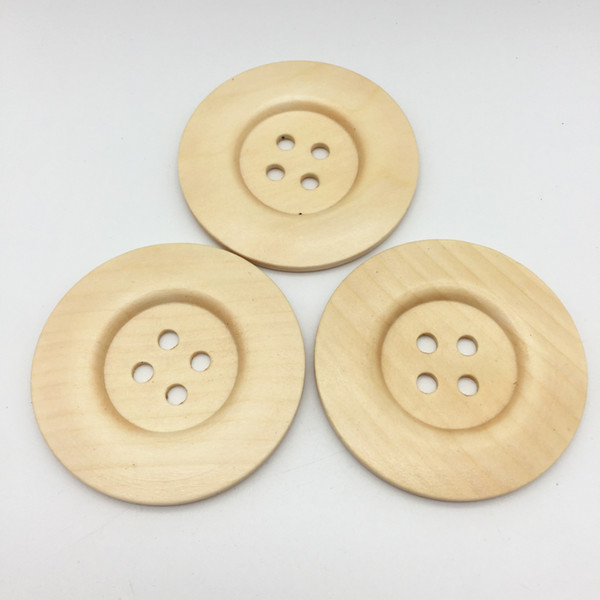 20pcs 60mm 6CM Extra Large Wood Buttons Natural 4 Holes Round Sewing Button Embellishments Crafts Scrapbooking Boutons