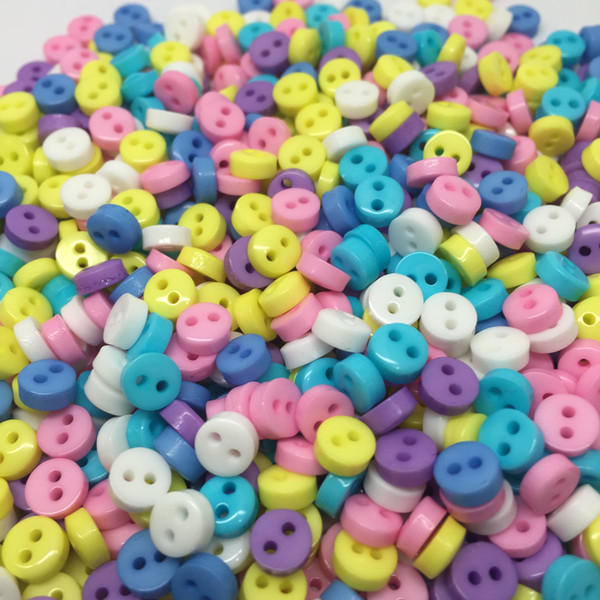 500pcs Pastel Mixed 6mm Mini Tiny Buttons Resin Round 2 Holes Sewing Accessories Button For Scrapbooking Embellishments