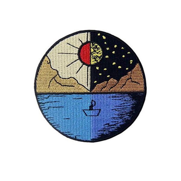 UFO in The Wild Explore Outdoor Scenery Patch Embroidered Applique Iron On Sew On Emblem Stickers Apparel Accessories patch