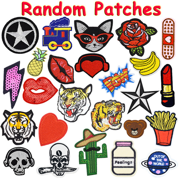 20PCS Random Patches for Clothing Iron on Transfer Applique Patch for Bags Jeans DIY Sew on All Kinds Embroidery Stickers Free Shipping