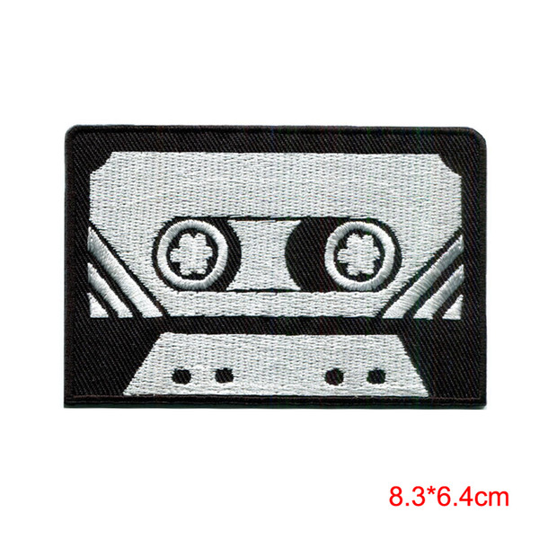 Cassette tape retro seventies music embroidered applique iron-on patch Stickers Appliques patch for Jacket Jeans Clothing Badge