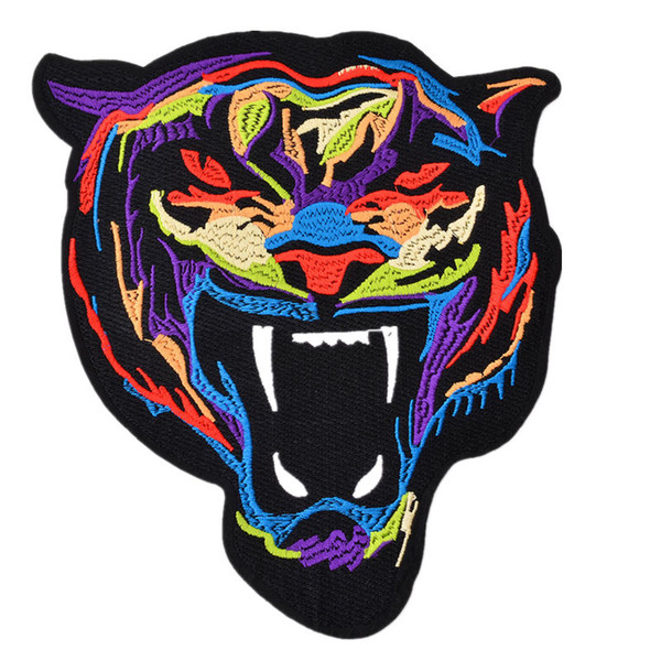 18CM Embroidered Patch Tiger Sew Iron On Patches Badge For Bag Jeans Hat Appliques DIY Sticker Decoration Apparel Accessories 18cm x 21cm