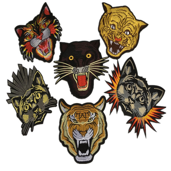 1 piece patches embroidered zakka tiger iron sew-on zakka appliques animal head accessories for sewing