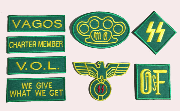 VAGOS SMALL PATCH SETS ( 8 PIECES ) EMBROIDERY PATCH SETS FOR YOUR JACKET OR VEST FREE SHIPPING