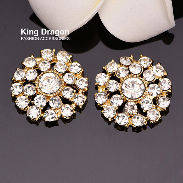 FlatBack Rhinestone Button Used On Invitation Card 22MM 20pcs/lot Gold Color KD16