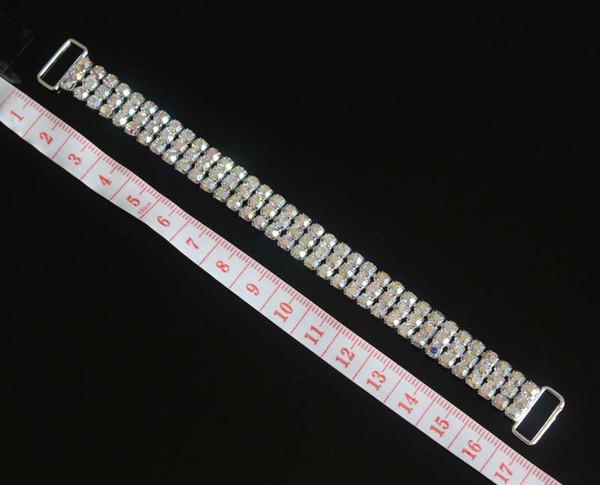 10pcs 3ROWS Full Crystal AB Rhinestone Bikini Connectors Buckle Silver Metal Chain For Swimming Wear Bikini Decoration