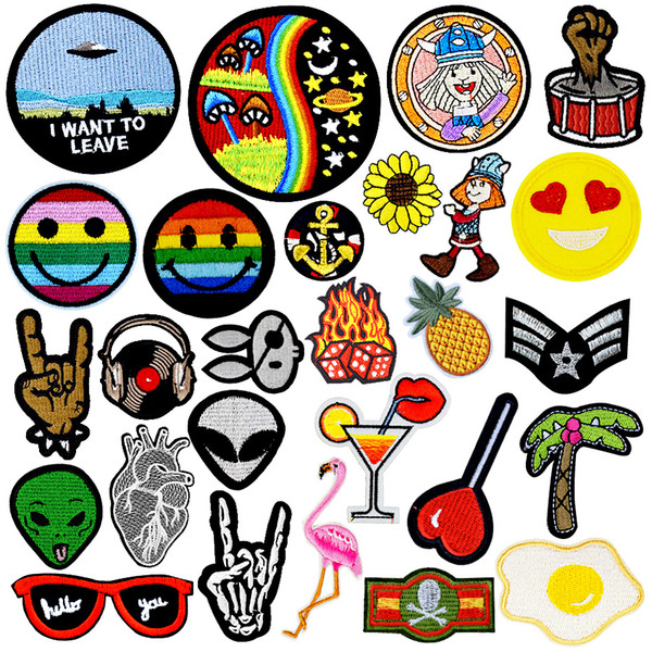 20PCS Random Patches for Clothing Iron on Transfer Applique Patch for Bags Jeans DIY Sew on All Kinds Embroidery Stickers Free Shipping