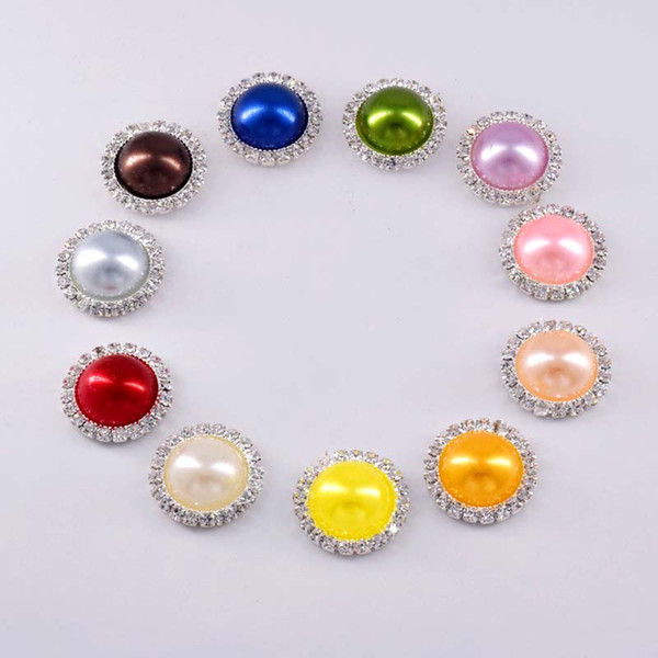 2016 Latest 100PCS 16MM DIY Wedding Flatback Fashion Crystal Rhinestone Pearl Wedding Button Wholesale Hot Sale Accessory