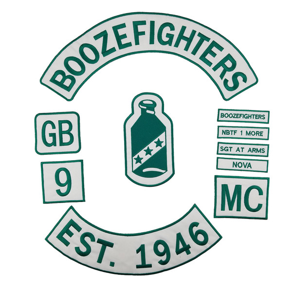 BOOZEFIGHTERS EST.1946 Motorcycle club Patch MC Embroidered Full Back Large Pattern For Rocker Biker Vest Patches for clothing Free Shipping