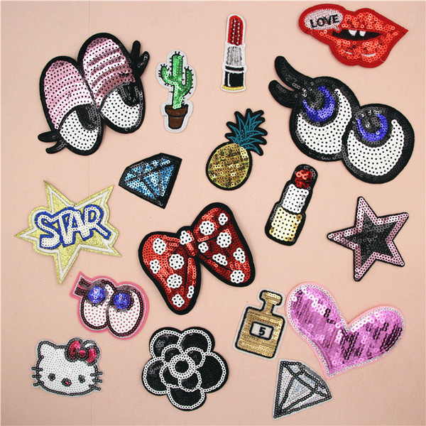 Embroidered Sequins Beaded Lip Diamond Sewing on Small Patch for Clothing Hat Shoes Bag Decorative DIY Applique Accessories