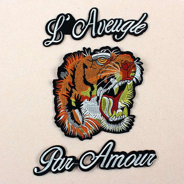 3pcs Embroidery Large Anima Tiger Bee Patches Embroidery Applique Patch jacket DIY Fashion Decorative Sew On Applied Embroidered Flower