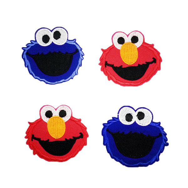 10pcs American Sesame Street Patches Red / Blue Cloth Strip Patch Embroidered Sesame Street Elmo Patches Sew-on Badges Iron-on patch