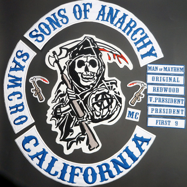 2015 Original Son Of Jacket Back Embroidered Anarchy Patch Motorcycle Biker Club Patch Full Back SOA Patches Brand