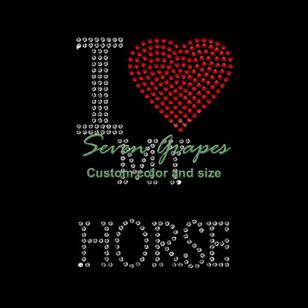 i Love My Horse Iron On Rhinestone Transfer Hot Fix Applique Hotfix Motif 20pcs