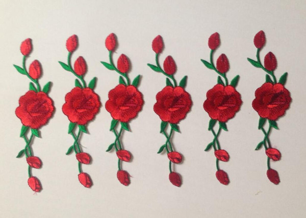 Seiko Embroidery Cloth Sticker Classic fashion red rose flower embroidered cloth sticker can be used for clothes, shoes, bags, etc.