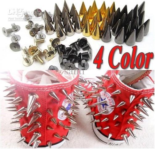 10mm Metal Bullet Spike Stud Punk Bag Belt Clothes Leathercraft Cone Rivet