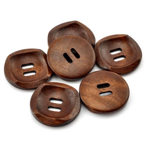 50PCs Coffee 2 Holes Round Wood Sewing Buttons 30mm(1 1/8