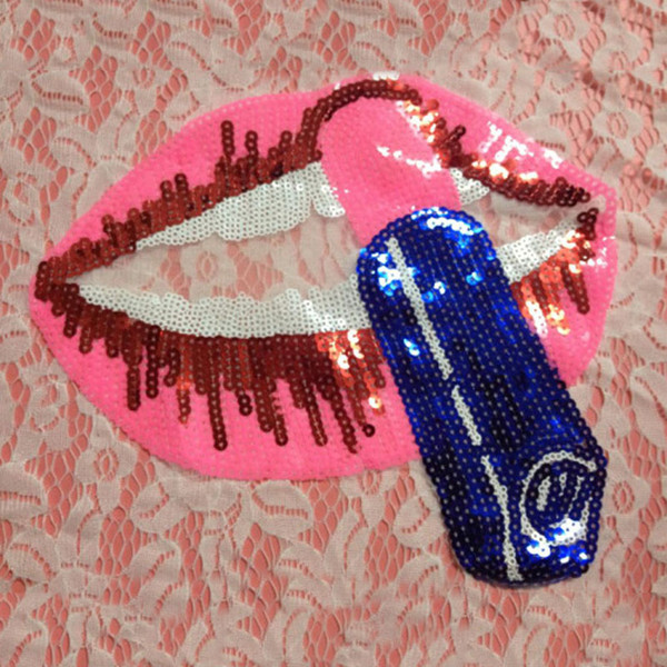 20pcs Sequin Patch For Clothing Sexy Lip Lipstick Glitter Patches parches ropa Embroidered Jean Jacket Cocktail Dress Patchwork Appliques