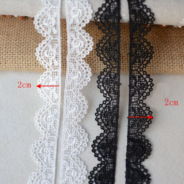 2cm Garment accessories Trims Ornament DIY Accessories Handmade Laces Fabrics for Bridal Veils Dresses White Black 30 Yards Per Lot