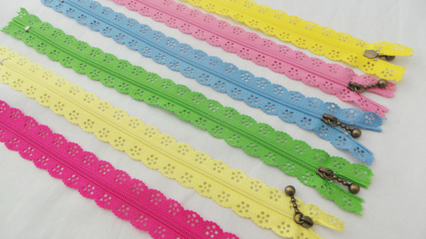 500PCS/Lot Fashion 20cm or 25cm zippers lace nylon finish zipper for sewing wedding dress etc 24 color fast 